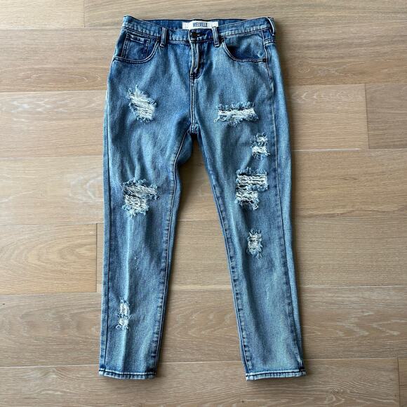 Brandy Melville High Waisted Distressed Boyfriend Jeans - Picture 1 of 5